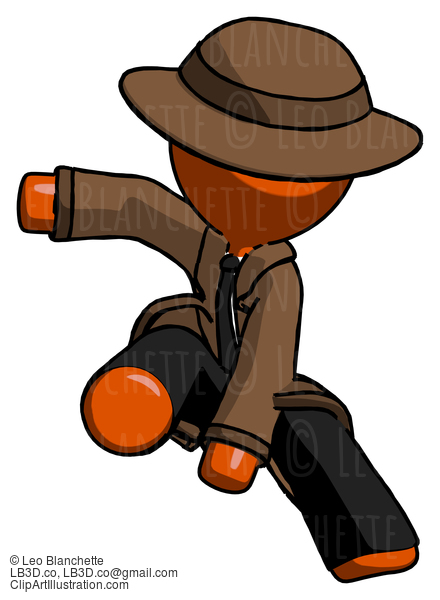 Orange Detective Man Action Hero Jump Pose #1543