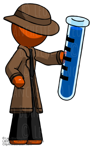 Orange Detective Man Holding Large Test Tube #1548