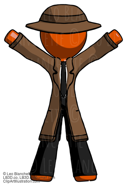 Orange Detective Man Surprise Pose, Arms And Legs Out #1554