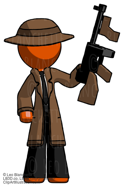 Orange Detective Man Holding Tommygun #1563