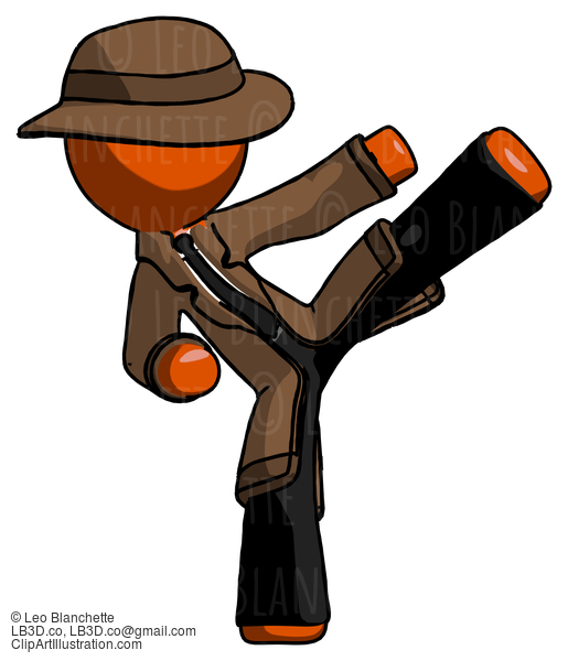 Orange Detective Man Ninja Kick Right #1577