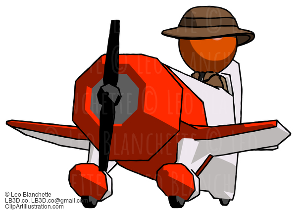 Orange Detective Man Flying In Geebee Stunt Plane Viewed From Below #1579