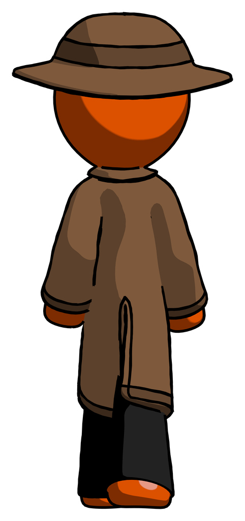 Orange Detective man walking away, back view