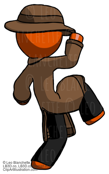 Orange Detective Man Kick Pose Start #1583