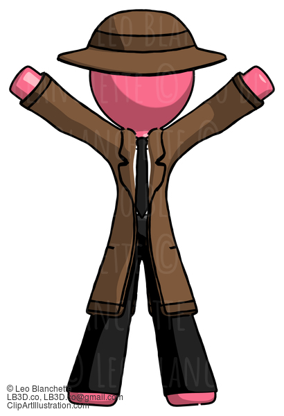 Pink Detective Man Surprise Pose, Arms And Legs Out #1586