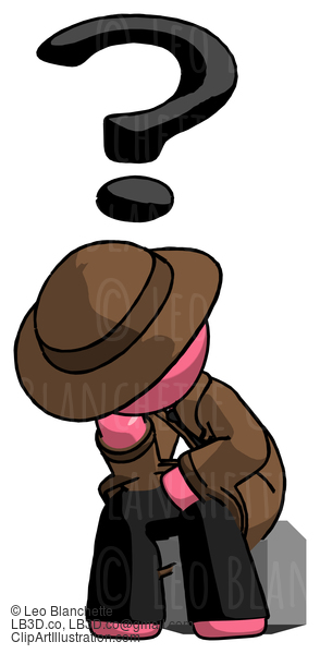 Pink Detective Man Thinker Question Mark Concept #1588