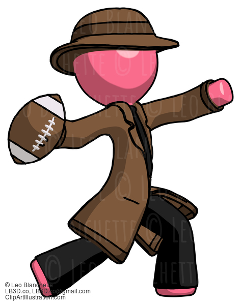 Pink Detective Man Throwing Football #1596