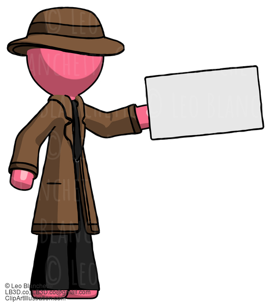 Pink Detective Man Holding Large Envelope #1599