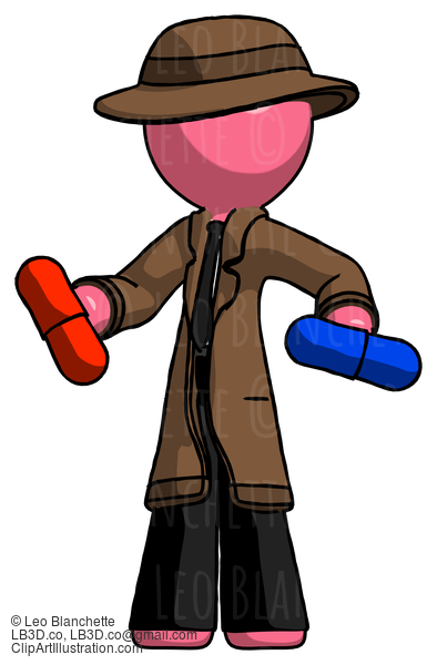 Pink Detective Man Red Pill Or Blue Pill Concept #1620