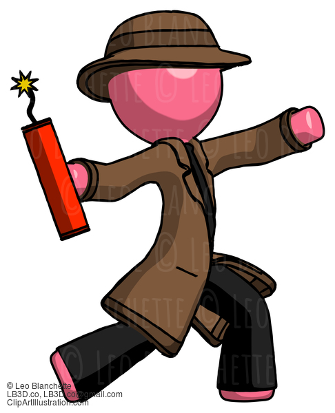 Pink Detective Man Throwing Dynamite #1634