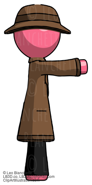 Pink Detective Man Pointing Right #1648