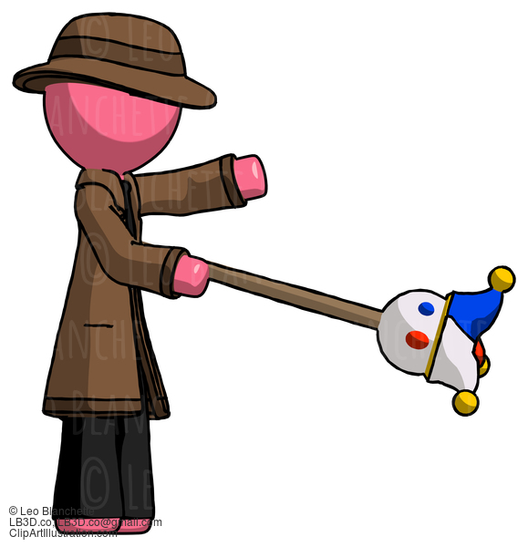 Pink Detective Man Holding Jesterstaff - I Dub Thee Foolish Concept #1650