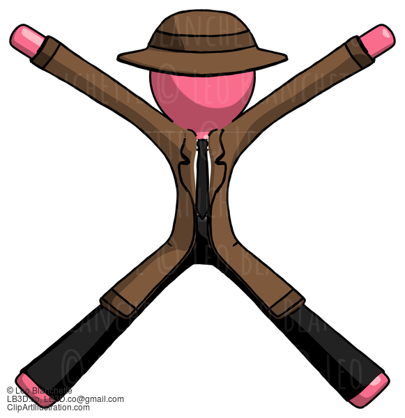 Pink Detective Man With Arms And Legs Stretched Out #1653