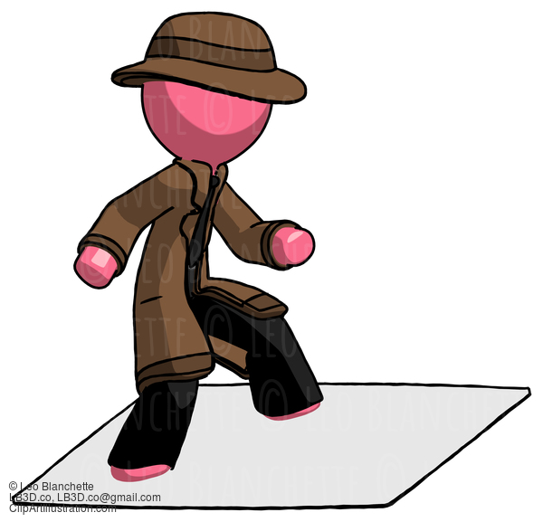 Pink Detective Man On Postage Envelope Surfing #1654