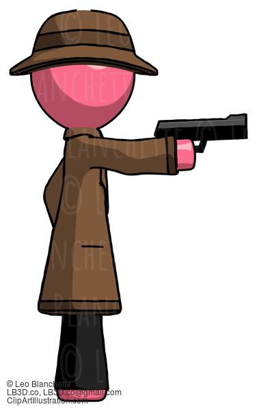 Pink Detective Man Firing A Handgun #1668