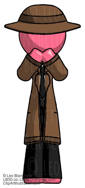 Pink Detective Man Laugh, Giggle, Or Gasp Pose #1674