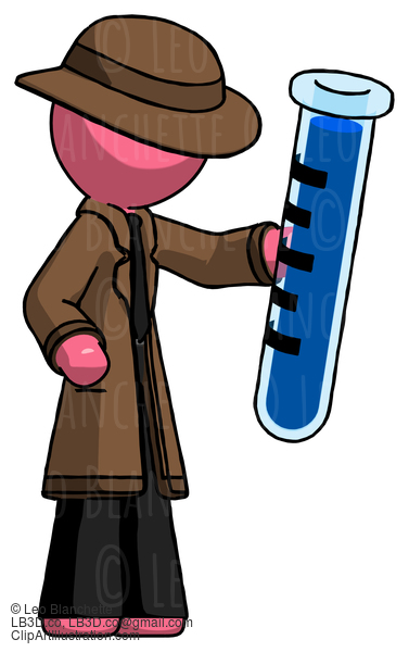 Pink Detective Man Holding Large Test Tube #1675