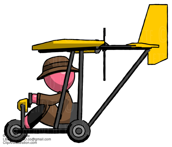 Pink Detective Man In Ultralight Aircraft Side View #1686