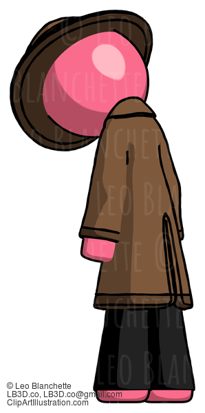 Pink Detective Man Depressed With Head Down, Back To Viewer, Left #1688