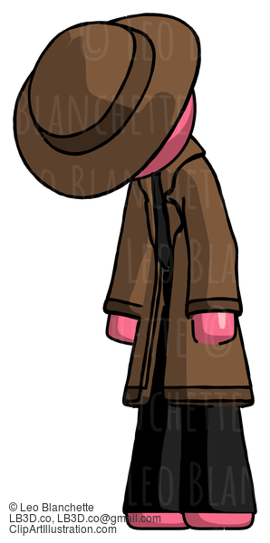 Pink Detective Man Depressed With Head Down Turned Left #1695