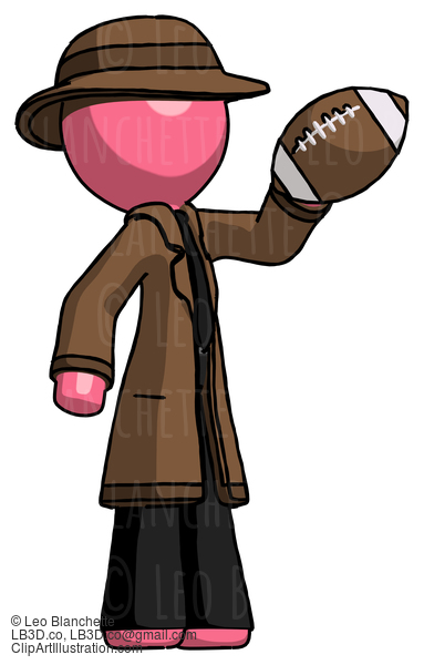 Pink Detective Man Holding Football Up #1703