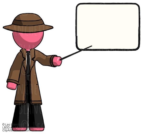 Pink Detective Man Giving Presentation In Front Of Dry-Erase Board #1706