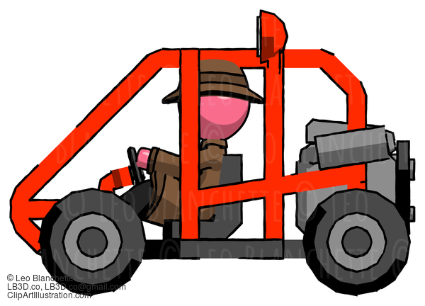 Pink Detective Man Riding Sports Buggy Side View #1711