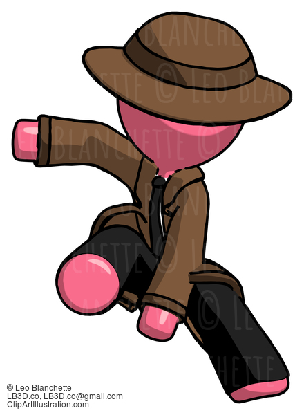 Pink Detective Man Action Hero Jump Pose #1712