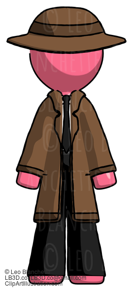 Pink Detective Man Standing Facing Forward #1716