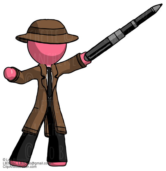 Pink Detective Man Demonstrating That Indeed The Pen Is Mightier #1730