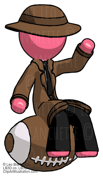 Pink Detective Man Sitting On Giant Football #1732