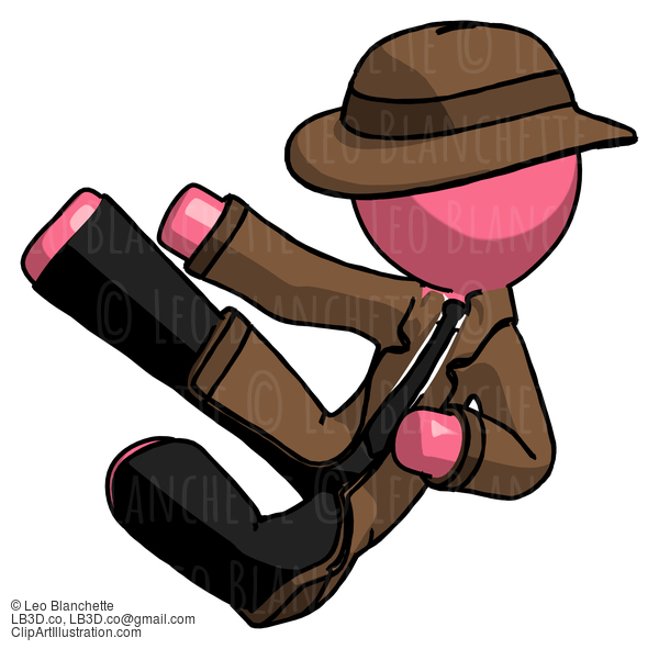 Pink Detective Man Flying Ninja Kick Left #1735