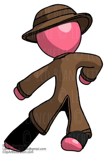 Pink Detective Man Karate Defense Pose Left #1749