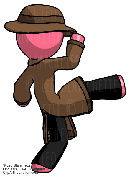 Pink Detective Man Kick Pose #1751