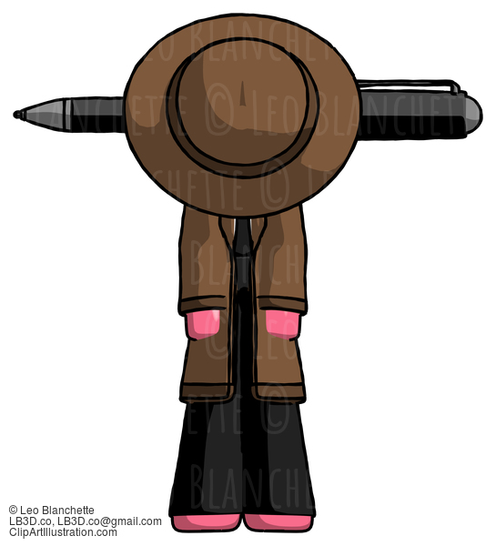 Pink Detective Man Head Impaled With Pen #1757