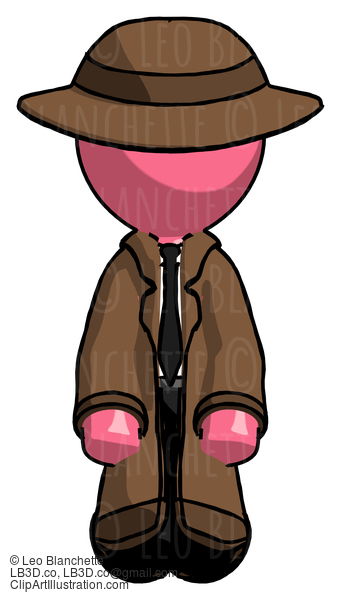 Pink Detective Man Kneeling Front Pose #1762