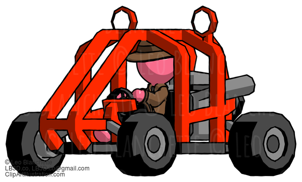 Pink Detective Man Riding Sports Buggy Side Angle View #1774