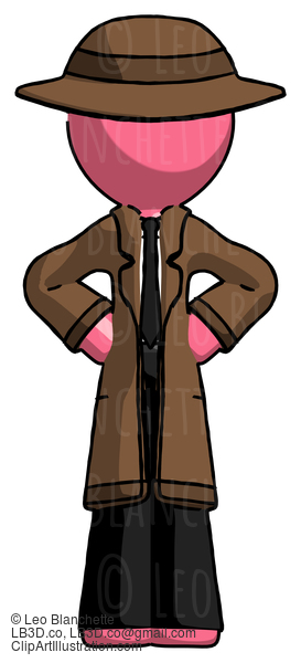 Pink Detective Man Hands On Hips #1782