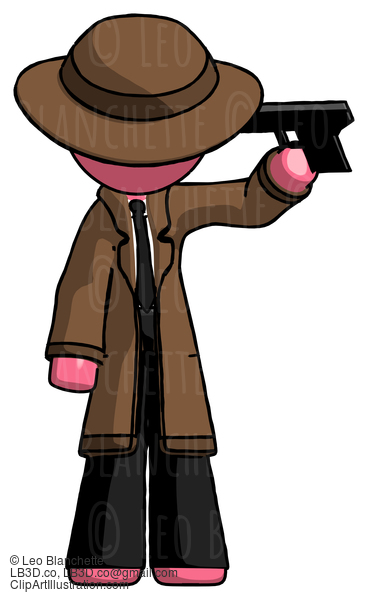 Pink Detective Man Suicide Gun Pose #1784