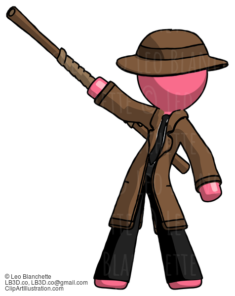 Pink Detective Man Bo Staff Pointing Up Pose #1791