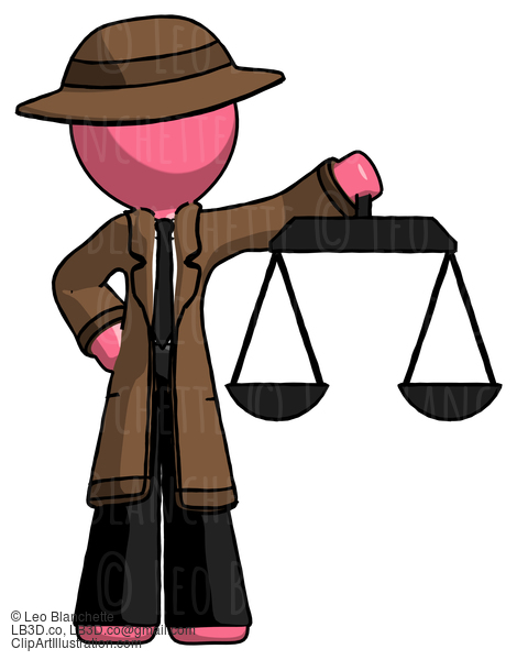 Pink Detective Man Holding Scales Of Justice #1793