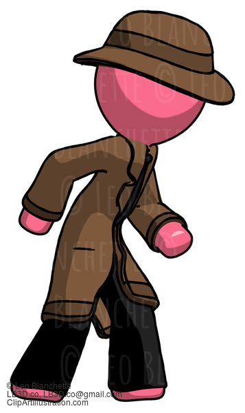 Pink Detective Man Suspense Action Pose Facing Right #1795