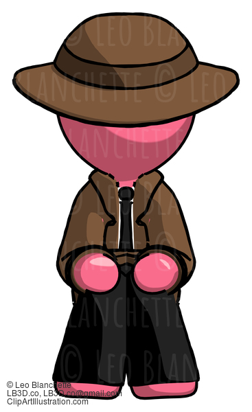 Pink Detective Man Squatting Facing Front #1810