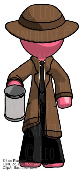 Pink Detective Man Begger Holding Can Begging Or Asking For Charity #1818