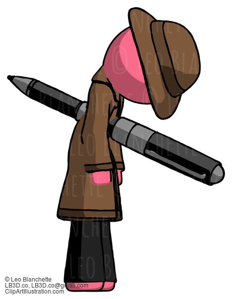 Pink Detective Man Impaled Through Chest With Giant Pen #1825