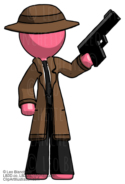 Pink Detective Man Holding Handgun #1828