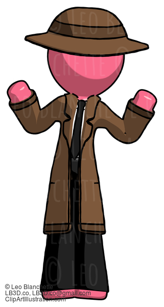 Pink Detective Man Shrugging Confused #1831