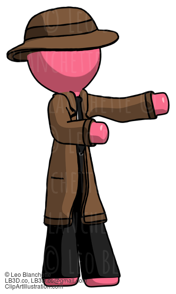 Pink Detective Man Presenting Something To His Left #1843