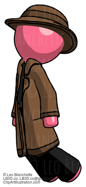 Pink Detective Man Floating Through Air Left #1847