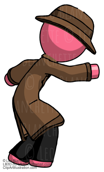 Pink Detective Man Sneaking While Reaching For Something #1857